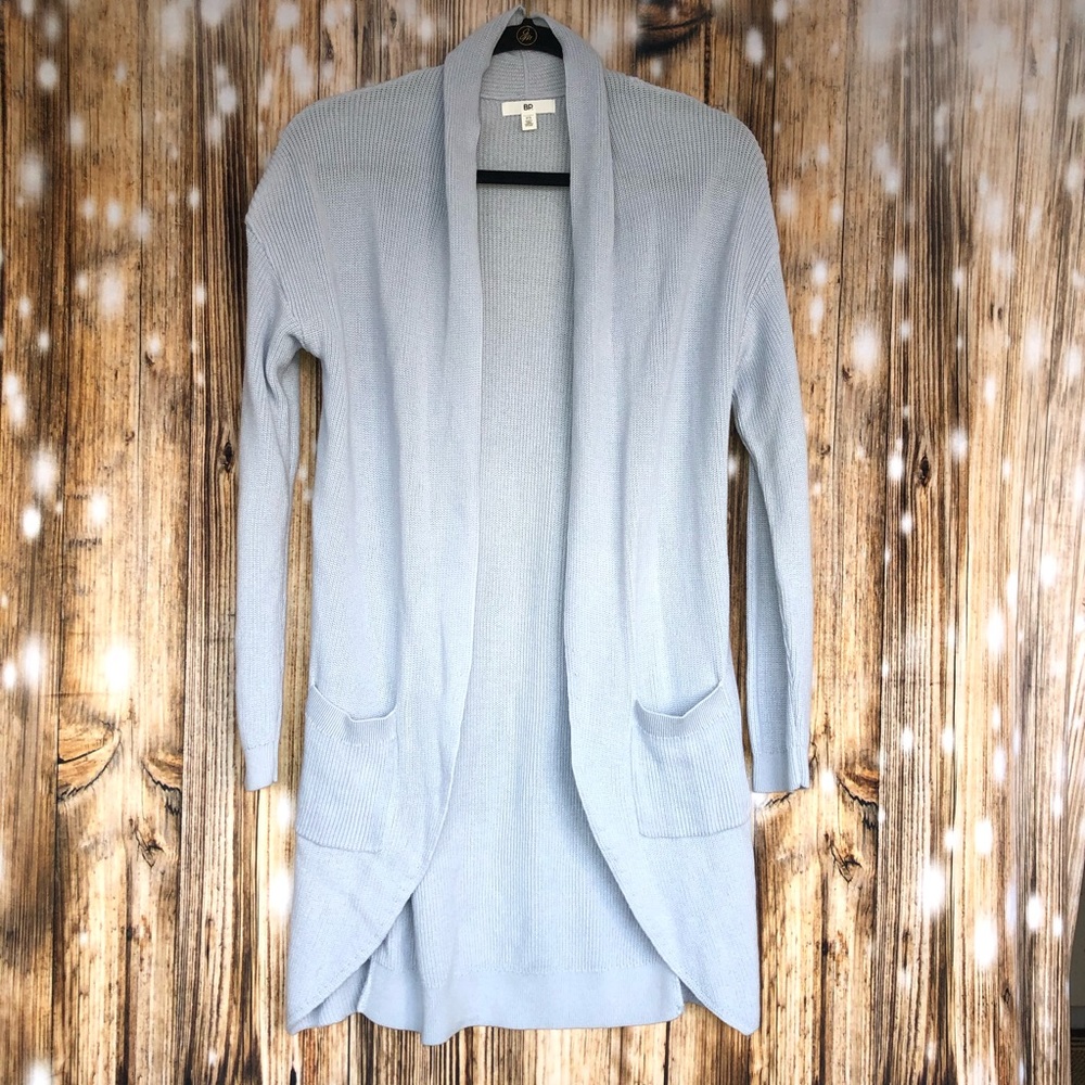BP. Light Blue Stitch Curve Hem Cardigan